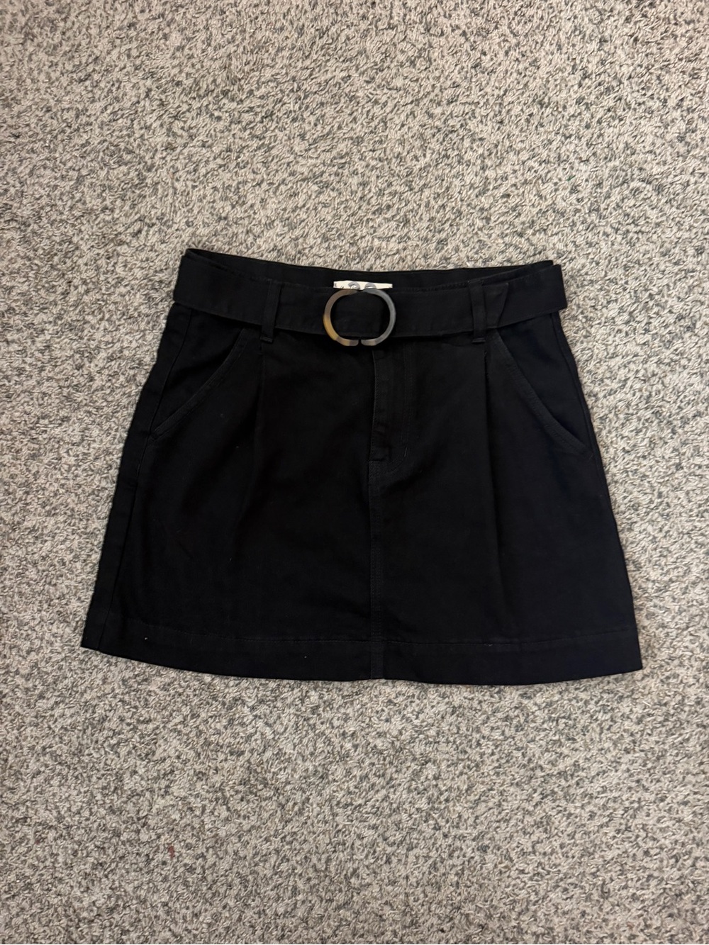 Free People Black Mini A‑Line Belted Skirt